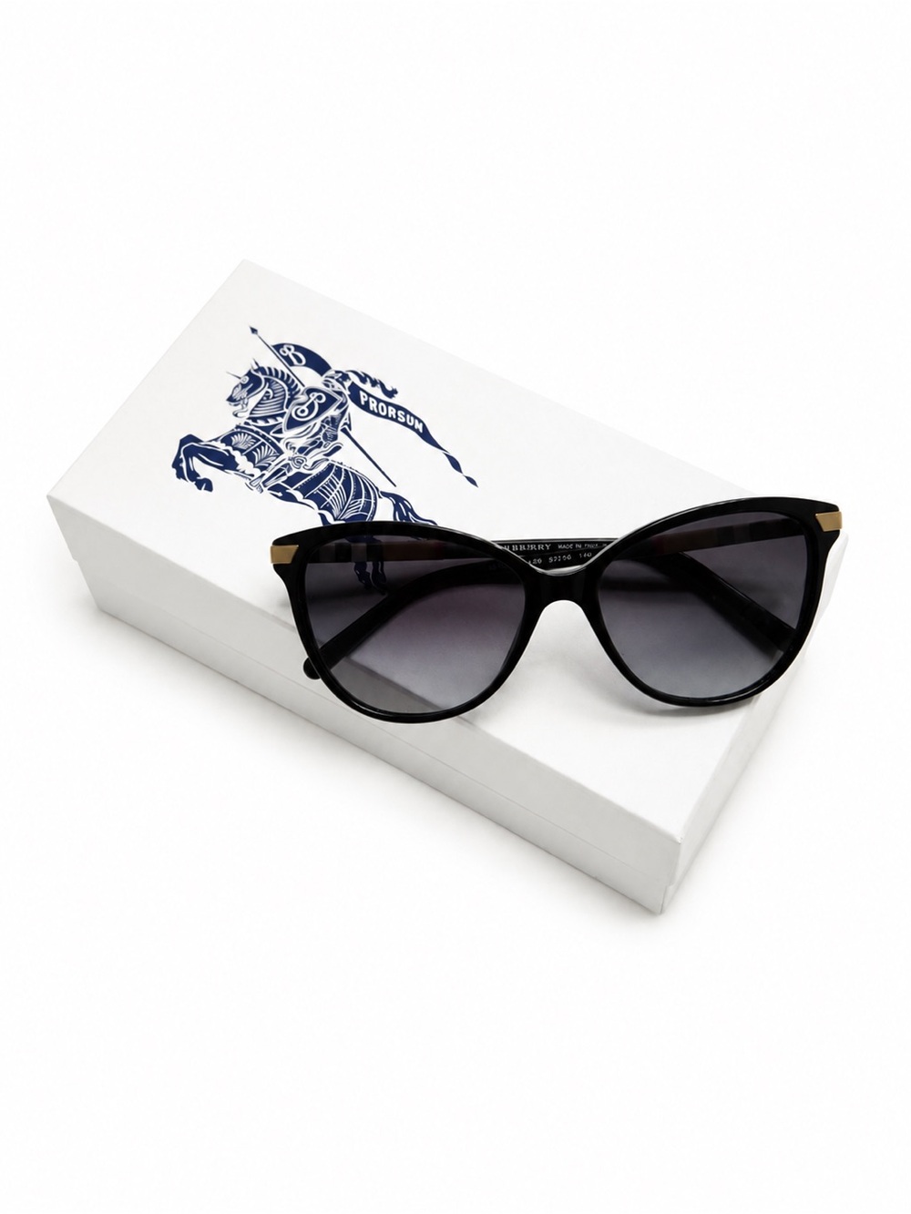 Burberry Black Cat-Eye Sunglasses with Dark Brown Lenses